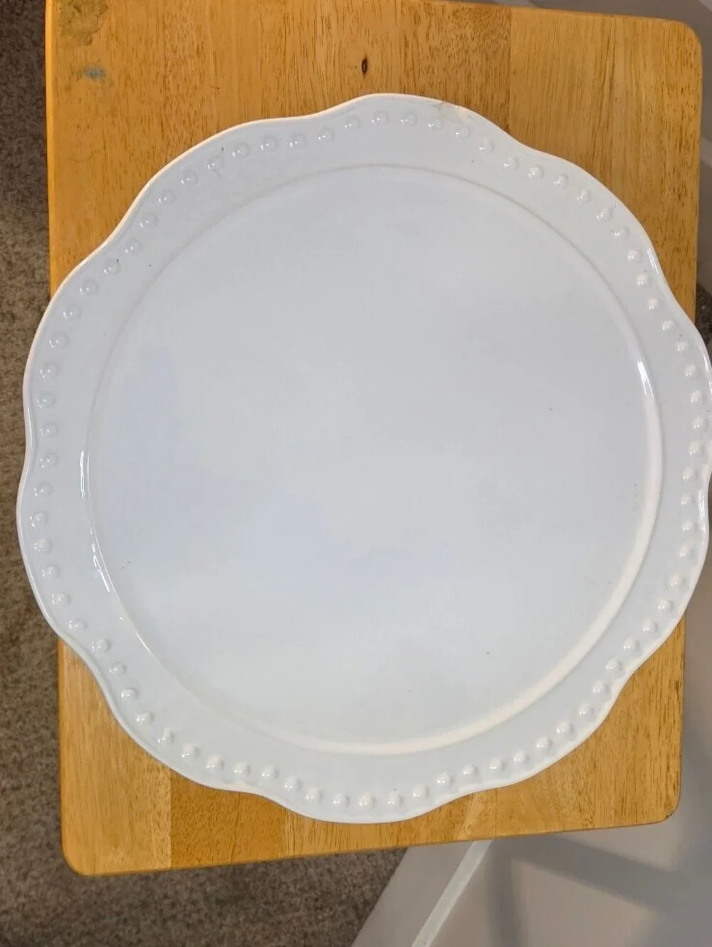 Rustic Dots White 13 in Pedestal Cake Stand